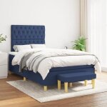 Vidaxl lit à sommier tapissier avec matelas bleu 120x200 cm tissu - modèle 3137387 Vidaxl lit à sommier tapissier avec matelas bleu 120x200 cm tissu - modèle 3137387