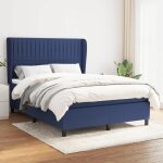 Vidaxl lit  sommier tapissier avec matelas bleu 140x190 cm tissu - modle 3128123