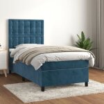 Vidaxl lit � sommier tapissier et matelas bleu fonc� 80x200 cm velours - mod�le 3143233