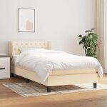 Vidaxl lit à sommier tapissier avec matelas crème 100x200 cm tissu - modèle 3126466 Vidaxl lit à sommier tapissier avec matelas crème 100x200 cm tissu - modèle 3126466