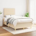 Vidaxl lit � sommier tapissier avec matelas cr�me 120x200 cm tissu - mod�le 3142486