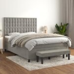 Vidaxl lit à sommier tapissier et matelas gris clair 140x200cm velours - modèle 3138085 Vidaxl lit à sommier tapissier et matelas gris clair 140x200cm velours - modèle 3138085