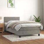 Vidaxl lit � sommier tapissier et matelas gris clair 90x190 cm velours - mod�le 3141335