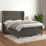 Vidaxl lit  sommier tapissier et matelas gris fonc 140x190cm velours - modle 3129448