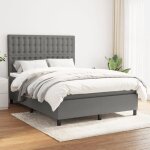 Vidaxl lit � sommier tapissier avec matelas gris fonc� 140x200cm tissu - mod�le 3142098