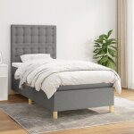 Vidaxl lit � sommier tapissier et matelas gris fonc� 90x190 cm tissu - mod�le 3142618