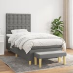 Vidaxl lit à sommier tapissier avec matelas gris foncé 90x200 cm tissu - modèle 3137446 Vidaxl lit à sommier tapissier avec matelas gris foncé 90x200 cm tissu - modèle 3137446