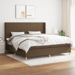 Vidaxl lit � sommier tapissier avec matelas marron fonc� 200x200 cm - mod�le 3131860