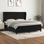 Vidaxl lit à sommier tapissier et matelas noir 160x200 cm velours - modèle 3129401 Vidaxl lit à sommier tapissier et matelas noir 160x200 cm velours - modèle 3129401