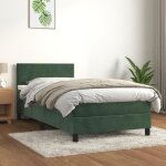 Vidaxl lit  sommier tapissier avec matelas vert fonc 100x200 cm - modle 3141170