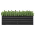Vidaxl bac de jardin en acier galvanis� 160x40x45 cm anthracite fond ouvert bac � fleurs et l�gumes diy ...