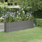 Vidaxl lit sur�lev� de jardin pot � fleurs bo�te � plantes lit sur�lev� patio terrasse ext�rieur acier ...