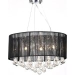 Lustre moderne plafonnier 3 feux 85 pampilles cristal noir 60344