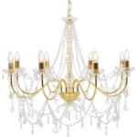 Vidaxl lustre avec perles lampe suspendue plafonnier luminaire eclairage intrieur salon salle de sjour ...