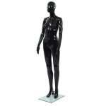 Mannequin femme - vidaxl - corps complet - base en verre - noir brillant - 175 cm