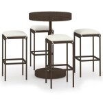 Vidaxl ensemble de bar de jardin 5 pcs avec coussins mobilier de bistrot salon de jardin ensemble de ...