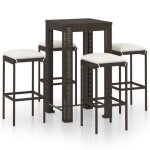 Vidaxl ensemble de bar de jardin 5 pcs avec coussins mobilier de bistrot ensemble de salle  manger dextrieur ...
