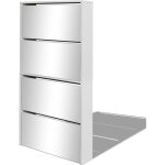 Vidaxl meuble  chaussures 4 tagres et miroir 63x17x134 cm blanc