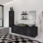 Vidaxl 11 pièces mobilier meuble pour salle de bains avec lavabo et robinet noir 273687 Vidaxl 11 pièces mobilier meuble pour salle de bains avec lavabo et robinet noir 273687