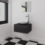 Vidaxl meuble de salle de bain 4 pcs avec lavabo et robinet noir
