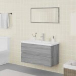 Vidaxl meubles de salle de bain meuble sous vier miroir armoire de lavabo armoire de rangement intrieur ...