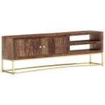 Vidaxl meuble tv 138x30x46 cm bois massif de manguier