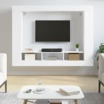 Vidaxl meuble tv meuble de t�l�vision suspendu avec �tag�re lat�rales meuble multim�dia mural avec rangement ...