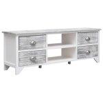 Vidaxl meuble tv blanc et gris 108 x 30 x 40 cm bois de paulownia solide Vidaxl meuble tv blanc et gris 108 x 30 x 40 cm bois de paulownia solide