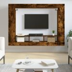 Vidaxl meuble tv meuble de t�l�vision suspendu avec �tag�re lat�rales meuble multim�dia mural avec rangement ...