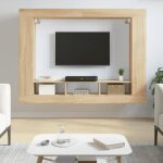 Vidaxl meuble tv meuble de t�l�vision suspendu avec �tag�re lat�rales meuble multim�dia mural avec rangement ...