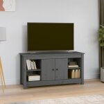 Vidaxl meuble tv gris 103x365x52 cm bois de pin massif 814576