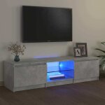 Vidaxl meuble tv avec clairage led gris bton 140x40x36 cm panneaux de bois & verre tremp support tv ...