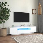 Vidaxl meuble tv avec �clairage led blanc 160x35x40 cm panneaux de bois support tv jusqu?� 70 804427