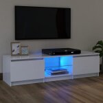 Vidaxl meuble tv avec clairage led blanc 120x30x36 cm panneaux de bois & verre tremp support tv jusqu? ...
