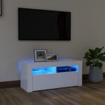 Vidaxl meuble tv avec �clairage led blanc 90x35x40 cm panneaux de bois support tv jusqu?� 40 buffet bas ...