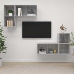 Vidaxl meubles tv muraux 4 pcs gris bton agglomr