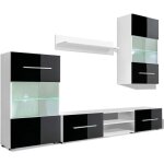 Vidaxl meuble tv mural avec clairage led 5 pices armoire de tlvision avec compartiment meuble tl ...