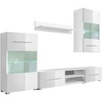 Vidaxl meuble tv mural avec �clairage led 5 pi�ces blanc