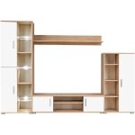 Vidaxl meuble tv mural avec lumire led armoire de tlvision avec tagre meuble tl de salon intrieur ...