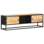 Vidaxl meuble tv avec porte sculptée 130x30x40cm bois de manguier brut Vidaxl meuble tv avec porte sculptée 130x30x40cm bois de manguier brut
