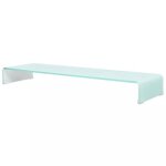 Vidaxl meuble tv / support pour moniteur 110 x 30 x 13 cm verre blanc