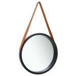 Vidaxl miroir mural avec sangle 50 cm noir 320367