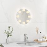 Vidaxl miroir mural sans cadre avec lampes led rond miroir de dressing miroir de maquillage chambre � ...