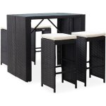 Vidaxl mobilier de bar dextérieur 5 pcs résine tressée et verre noir Vidaxl mobilier de bar dextérieur 5 pcs résine tressée et verre noir