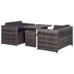 Vidaxl mobilier de bistro 3 pcs avec coussins r�sine tress�e gris