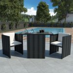 Mobilier de bistro - vidaxl - 3 pcs - rsine tresse - noir - design lgant