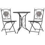 Vidaxl mobilier de bistro 3 pcs mosa�que carreaux c�ramiques gris