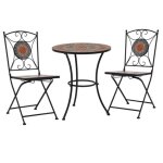 Vidaxl mobilier de bistro 3 pcs mosaque carreau cramique orange / gris