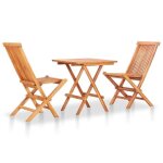 Vidaxl mobilier de bistro pliable 3 pcs bois de teck solide