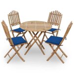 Vidaxl mobilier � d�ner dext�rieur pliable 5 pcs avec coussins salon de jardin table et chaises ensemble ...